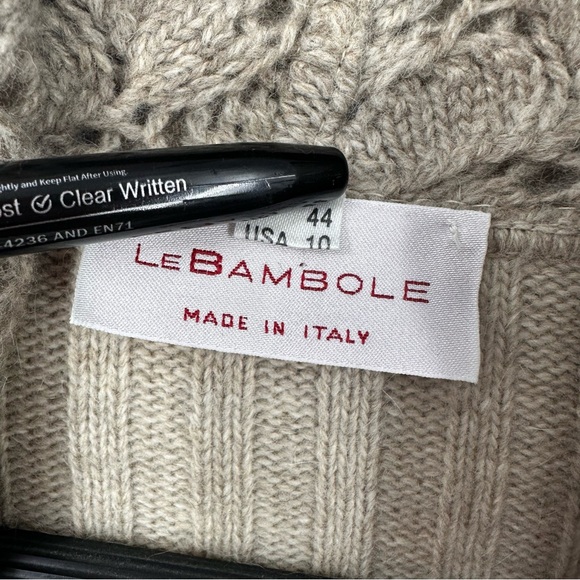 Le Bambole 2 Piece Cardigan Sweater Skirt Knit Womens 10 12 Large Medium Tan - Picture 4 of 12